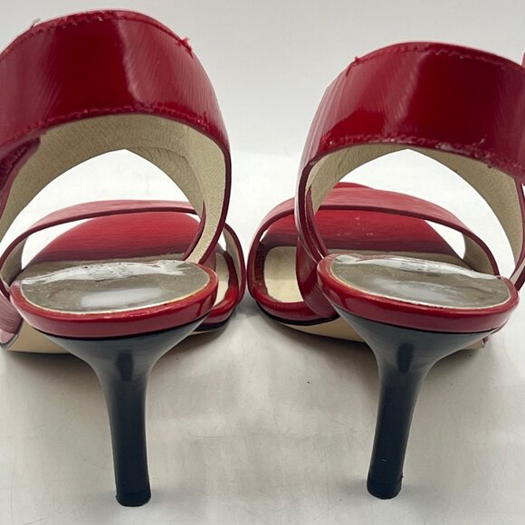 Michael Kors Size 7.5 Joselle Patent Leather Red Slingback Open Toe Heels - Picture 7 of 9